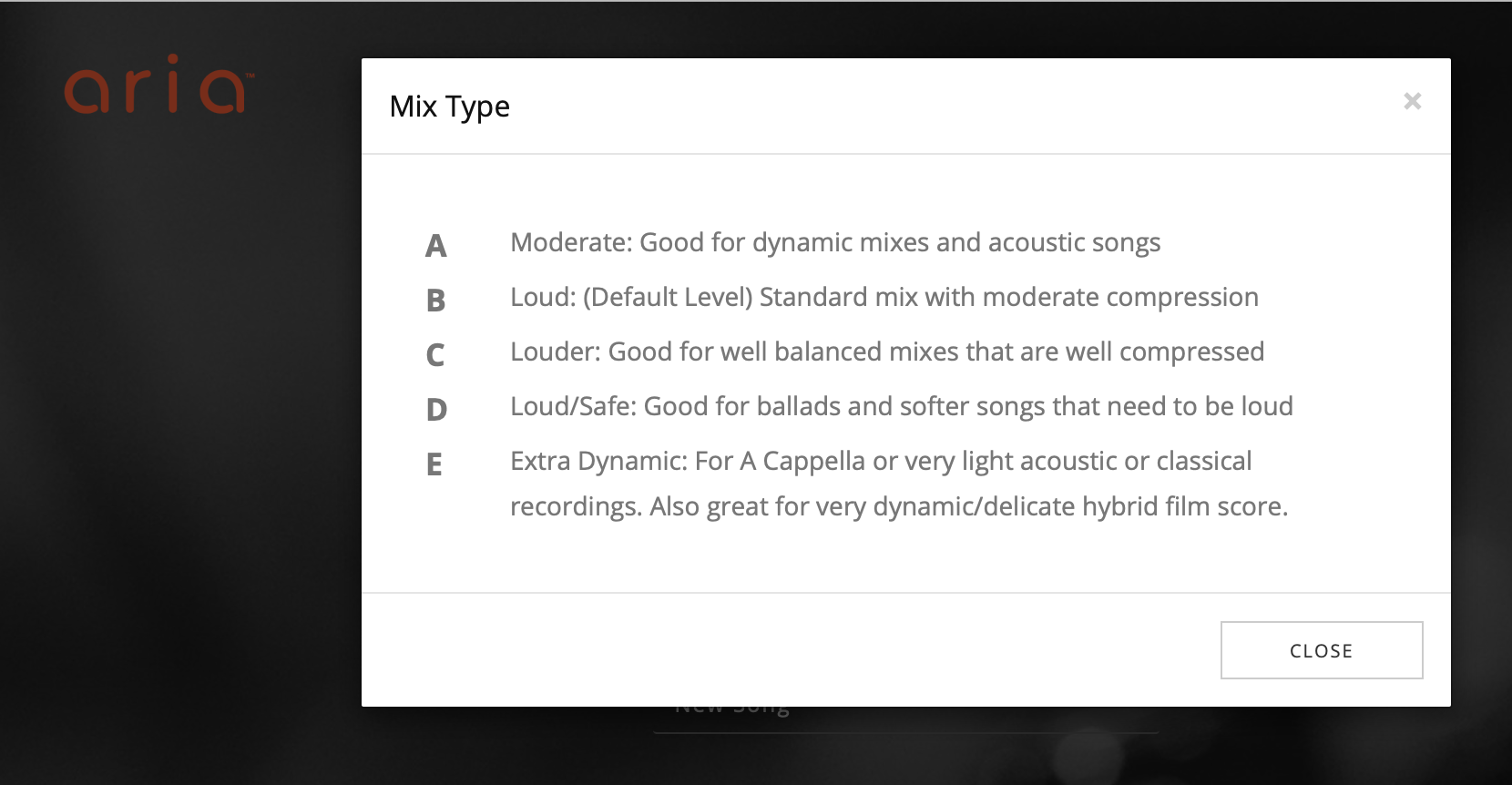 Mix Type Settings